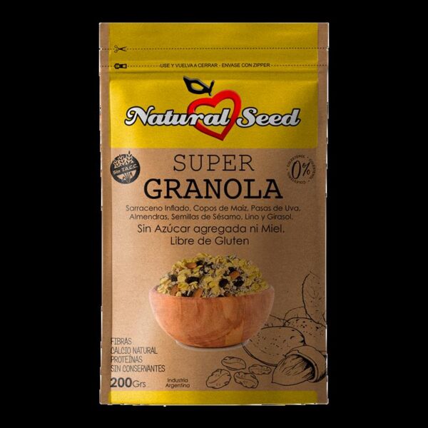Súper  Granola sin Azúcar/ sin Tacc
 x 250 grs.
 Natural Seed