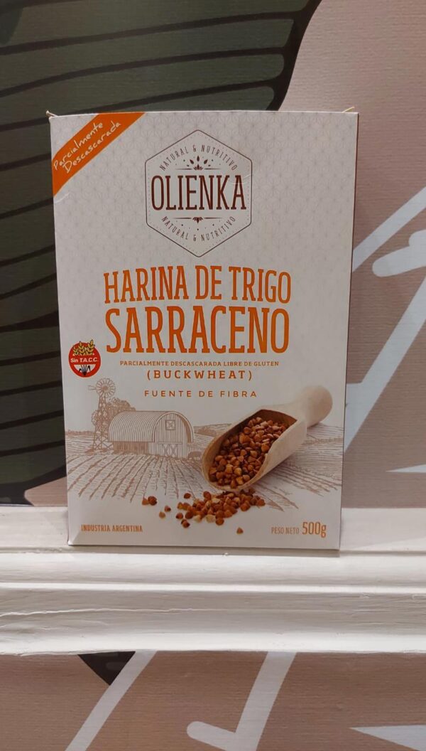 Harina de Trigo Sarraceno (fuente de fibras)  sin tacc- sin cascara 
x 500grs Olienka
