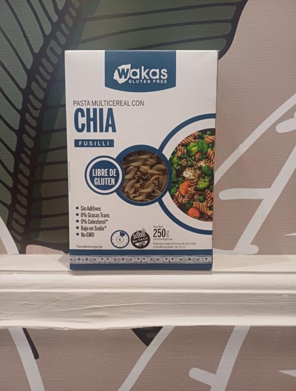 Pasta Seca Multicereal Fusilli con Chia x 250g - Wakas